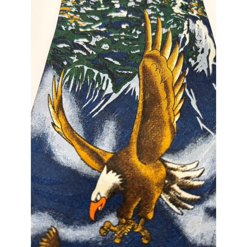 Men's Bald Eagle Wildlife Scenic Necktie Mountain Forest Nature Novelty Tie